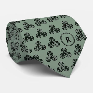 Modern Monogram Green Celtic Knot Irish Tie
