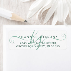 Modern Monogram Green Script Initials