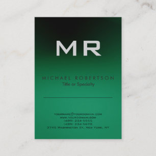 Modern Monogram Green White Clean Business Card