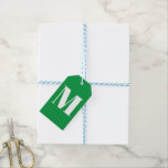 Modern monogram green white custom initial letter gift tags<br><div class="desc">Modern monogram green and white custom initial letter personalized Gift Tags.
Custom white initial or number,  green solid plain background.</div>