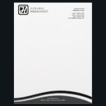Modern Monogram Grey Black Letterhead<br><div class="desc">© Socialite Designs.  Professional monogram business letterhead with grey and black accents.</div>