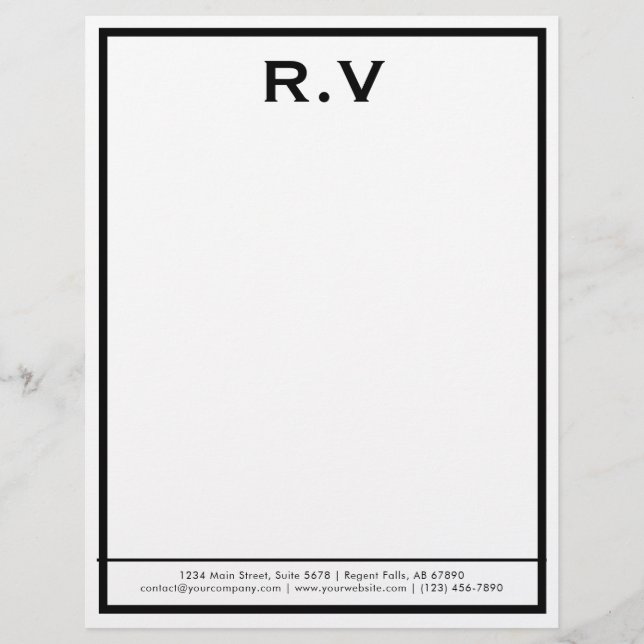 Modern Monogram Grey Border Company letterhead (Front)