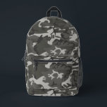 Modern Monogram Grey Camouflage Camo Pattern Printed Backpack<br><div class="desc">Design is composed of a grey modern abstract camo pattern. Add your monogram.</div>