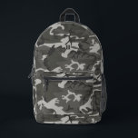 Modern Monogram Grey Camouflage Camo Pattern Printed Backpack<br><div class="desc">Design is composed of a grey modern abstract camo pattern. Add your monogram.</div>