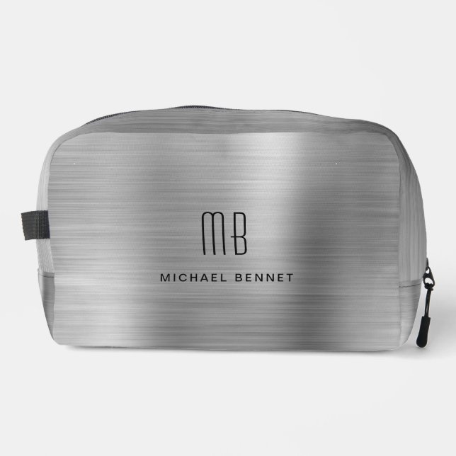Modern Monogram Grey Dopp Kit (Front)