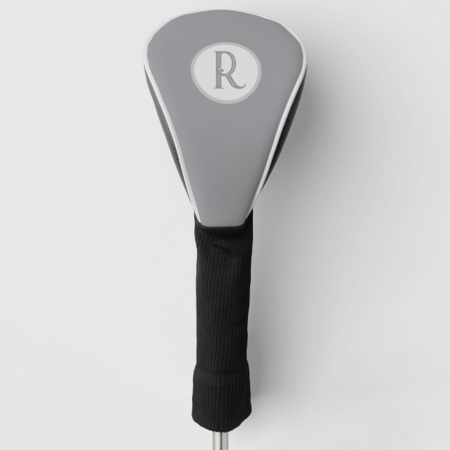 Modern Monogram Grey Golf Head Cover (Front)