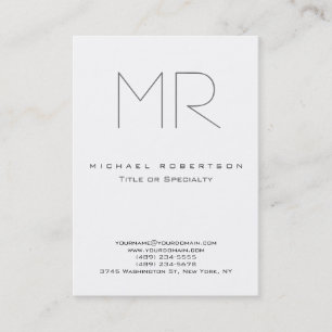 Modern Monogram Grey White Clean Business Card