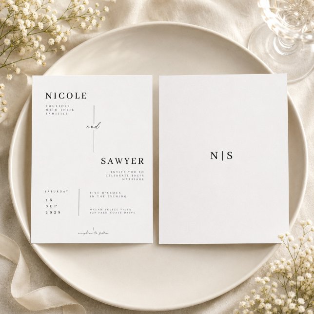 Modern Monogram Grid Wedding Invitation (Creator Uploaded)
