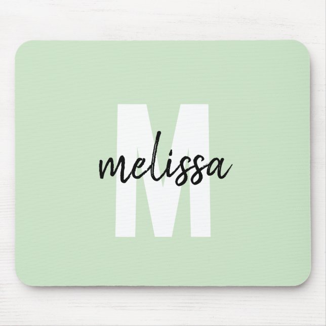 Modern Monogram Handwriting Brush Name Mouse Pad (Front)