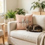 Modern Monogram Handwriting Calligraphy Name Throw Pillow<br><div class="desc">Modern monogram with handwriting calligraphy name.</div>