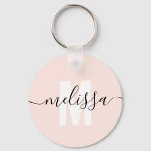 Modern Monogram Handwriting Script Name Simple Keychain