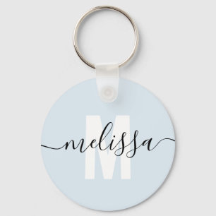Modern Monogram Handwriting Script Name Simple Keychain