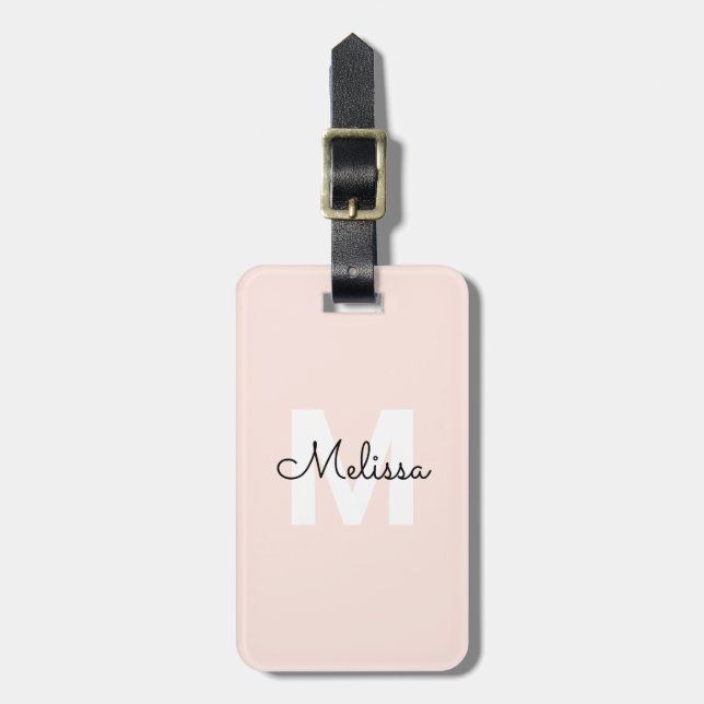 Modern Monogram Handwriting Script Name Simple Luggage Tag (Front Vertical)