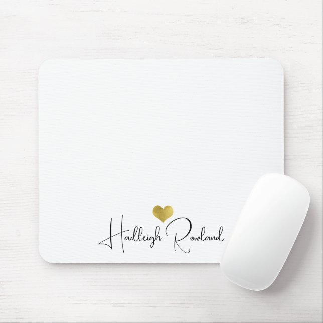 Modern Monogram Handwritten Script Name  Mouse Pad (With Mouse)