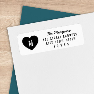 Modern Monogram Heart Family Home Address