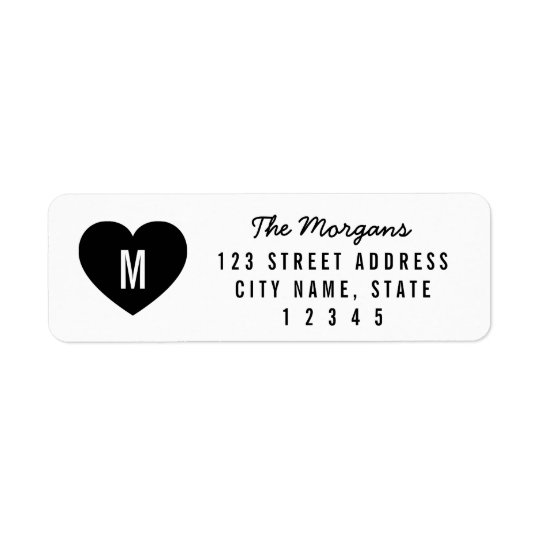 Modern Monogram Heart Family Home Address Return Address Label