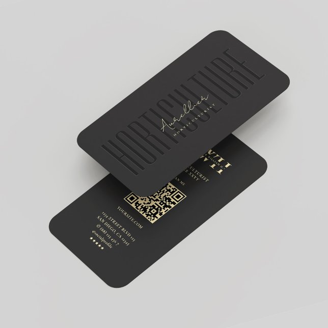 Modern Monogram Horticulture Black Gold Business Card (Modern Monogram Horticulture Black Gold Business Card
)