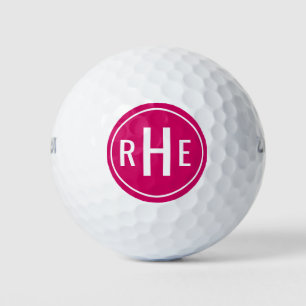 Modern Monogram Hot Pink Golf Balls