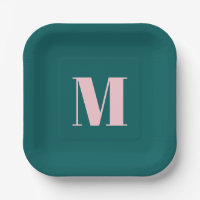Modern Monogram Inital Letter Green Pink