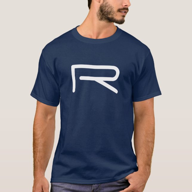 Modern Monogram Initial Add Your Text Navy Blue T-Shirt (Front)