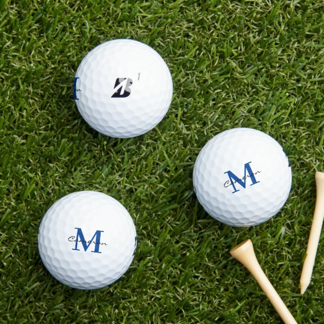 Modern Monogram Initial and Name Personalized Golf Balls (Insitu Grass)