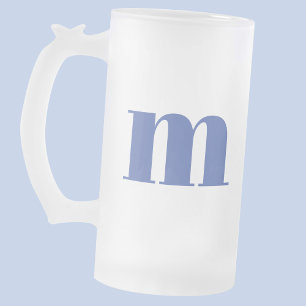 Modern Monogram Initial Beer Frosted Glass Beer Mug