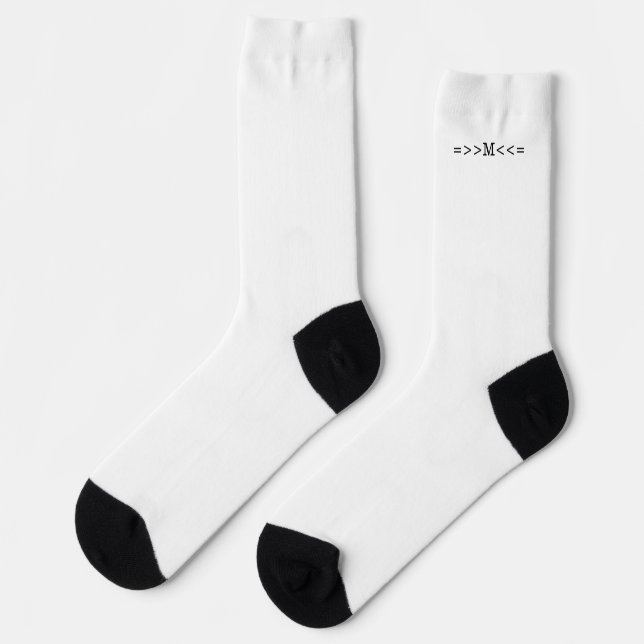 Modern Monogram Initial Black And White       Socks (Left)