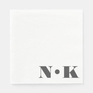 Modern Monogram Initial Black White Custom Wedding Napkin