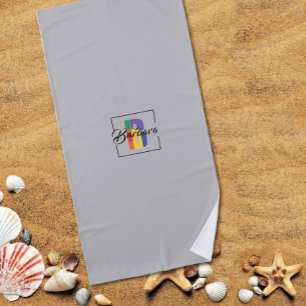 Modern monogram initial colour letter B light grey Beach Towel