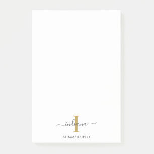 Modern Monogram Initial Elegant Script Business Post-it Notes