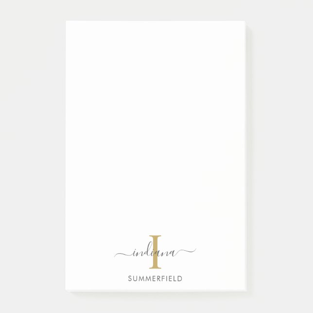 Modern Monogram Initial Elegant Script Business Post-it Notes (Front)