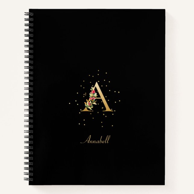 Modern Monogram Initial Letter A Floral Pattern Notebook (Front)