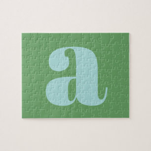 Modern Monogram Initial Letter Blue and Green Jigsaw Puzzle