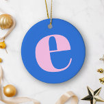 Modern Monogram Initial Letter Bright Blue Pink Ceramic Ornament<br><div class="desc">Cute modern monogram with the letter of your choosing,  in blue and pink.</div>