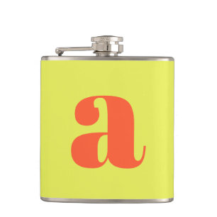 Modern Monogram Initial Letter Chartreuse Wedding Hip Flask