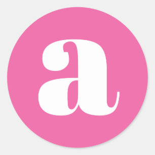 Modern Monogram Initial Letter Colorful Hot Pink Classic Round Sticker