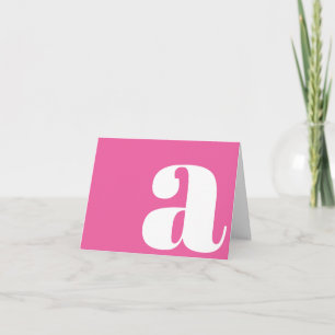 Modern Monogram Initial Letter Colourful Hot Pink Note Card