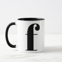 Modern Monogram Initial Letter f Black and White