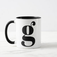 Modern Monogram Initial Letter G Black and White