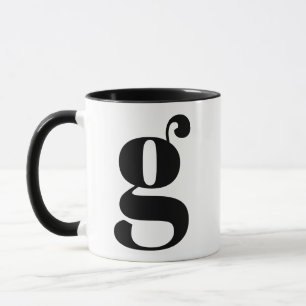 Modern Monogram Initial Letter G Black and White Mug