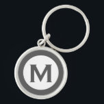 Modern Monogram Initial Letter Grey Keychain<br><div class="desc">Modern monogrammed keychain with monogram initial in grey and white.</div>