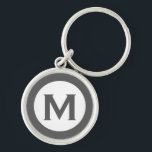 Modern Monogram Initial Letter Grey Keychain<br><div class="desc">Modern monogrammed keychain with monogram initial in grey and white.</div>