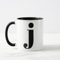 Modern Monogram Initial Letter J Black and White