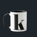 Modern Monogram Initial Letter k Black and White Mug<br><div class="desc">Cute modern k monogram in black and white. If your preferred letter does not work on this mug, please see the monogram mug collection for the letter you'd like or contact me.</div>