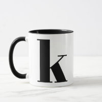 Modern Monogram Initial Letter k Black and White