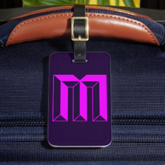 Modern Monogram Initial Letter M Luggage Tag