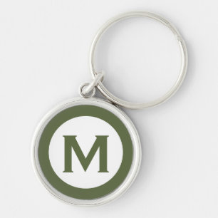  Modern Monogram Initial Letter Olive Keychain