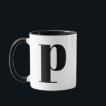 Modern Monogram Initial Letter p Black and White Mug<br><div class="desc">Cute modern p monogram in black and white. If your preferred letter does not work on this mug,  please see the monogram mug collection for the letter you'd like or contact me.</div>