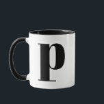 Modern Monogram Initial Letter p Black and White Mug<br><div class="desc">Cute modern p monogram in black and white. If your preferred letter does not work on this mug, please see the monogram mug collection for the letter you'd like or contact me.</div>