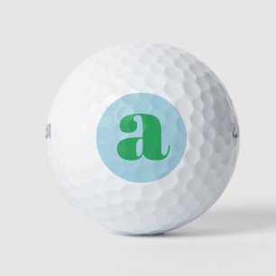 Modern Monogram Initial Letter Pastel Blue Green Golf Balls